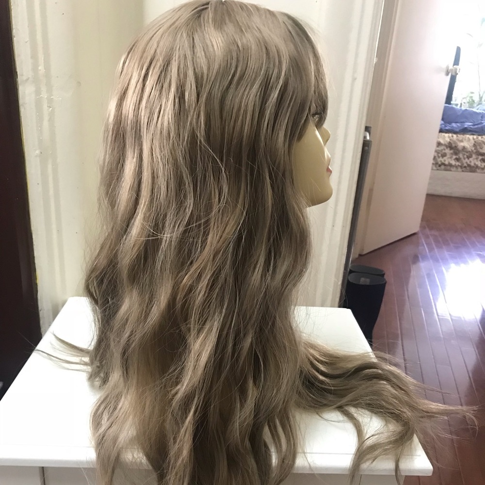 Human hair blend ash blonde wig
